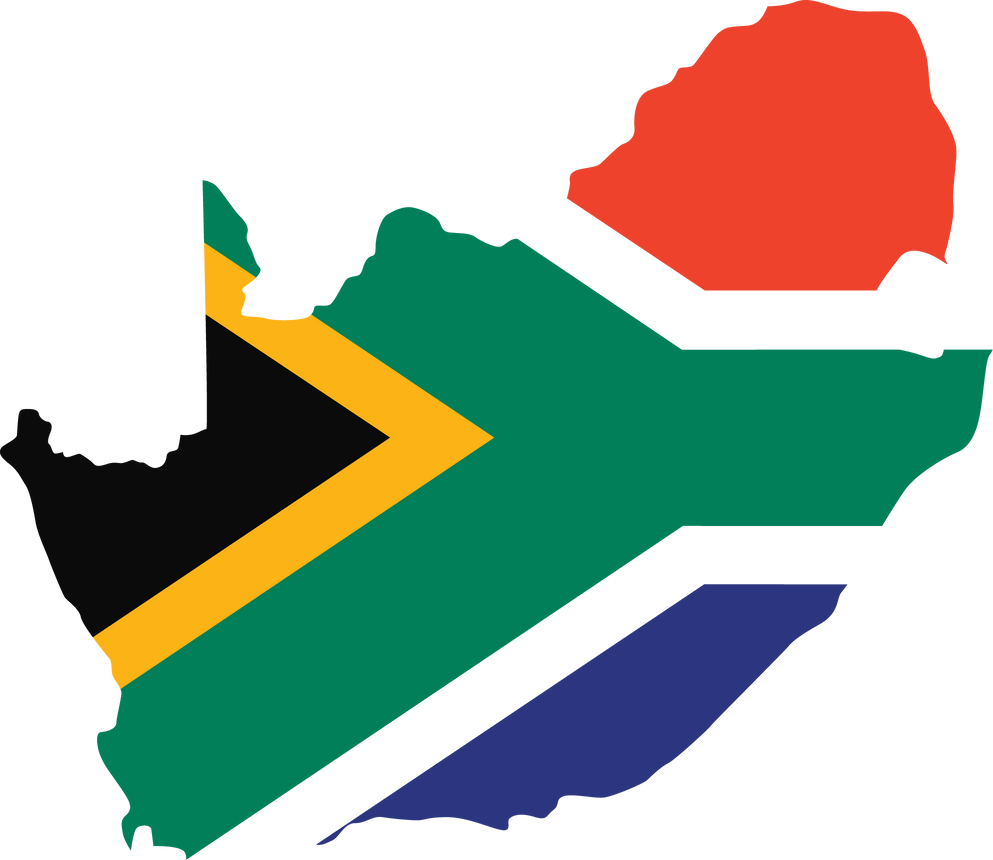 South Africa map city vector style color of country flag.